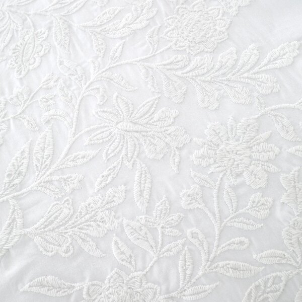 Fehér egyszemélyes pamut ágyneműhuzat 135x200 cm Embroidery Floral – Bianca
