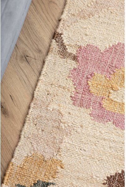 Krémszínű kézi szövésű juta szőnyeg 200x300 cm Roya Violette – Elle Decoration