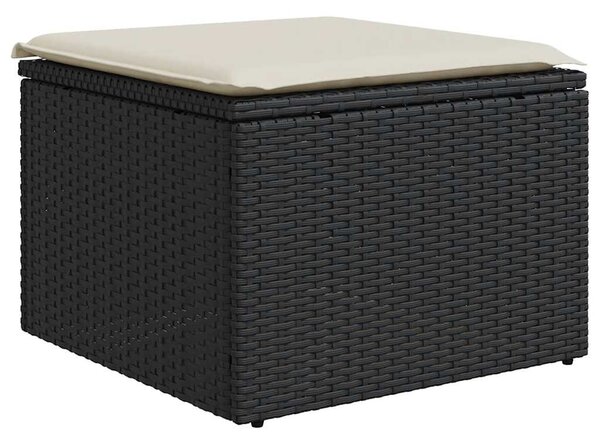 7 részes fekete polyrattan kerti ülőgarnitúra párnával