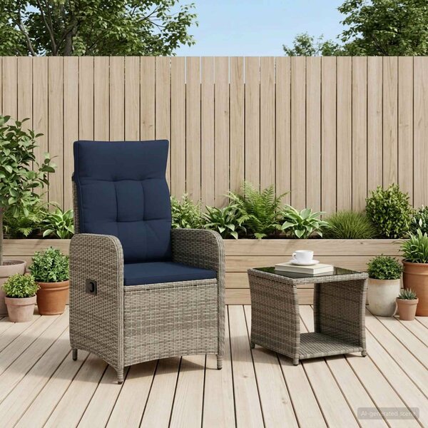 VidaXL Kerti lounge szett 2 db PE rattan és porbevonatos acél