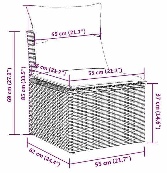 6 részes szürke polyrattan kerti ülőgarnitúra párnákkal