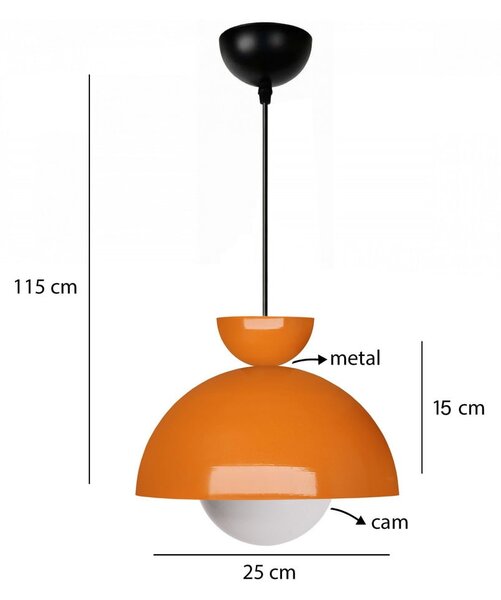Narancssárga függőlámpa fém búrával ø 25 cm Arta – Opviq lights