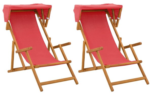 VidaXL Hintaágy 2 pcs 3 Pozíció Tömör Eukaliptusz Fa Piros