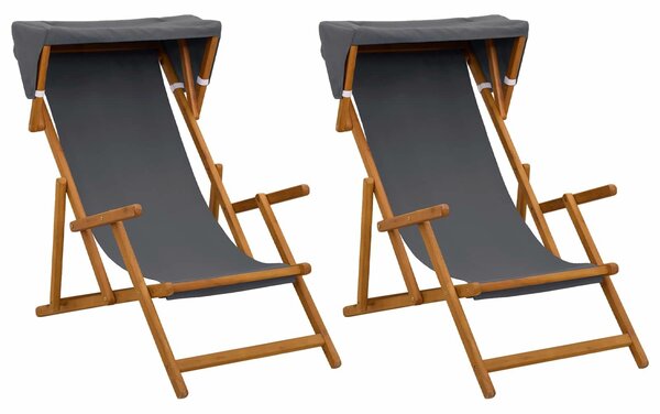 VidaXL Hintaágy 2 pcs 3 Pozíció Tömör Eukaliptusz Fa Szürke