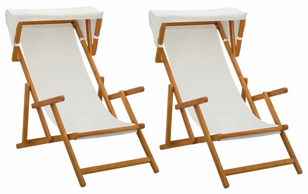 VidaXL Hintaágy 2 pcs 3 Pozíció Tömör Eukaliptusz Fa Krémszínű