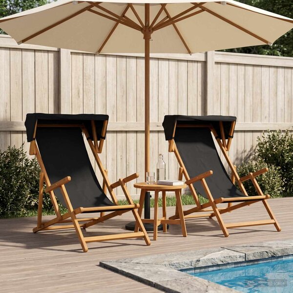 VidaXL Hintaágy 2 pcs 3 Pozíció Tömör Eukaliptusz Fa Fekete