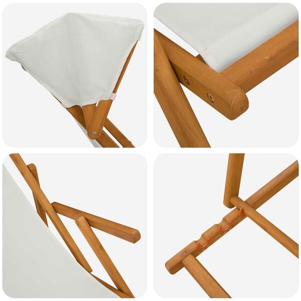 VidaXL Hintaágy 2 pcs 3 Pozíció Tömör Eukaliptusz Fa Krémszínű