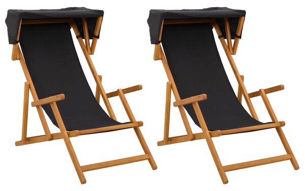 VidaXL Hintaágy 2 pcs 3 Pozíció Tömör Eukaliptusz Fa Fekete