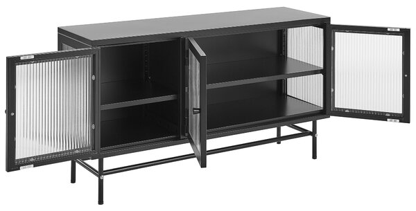 Vitrin DEVON Fém 115 cm Fekete
