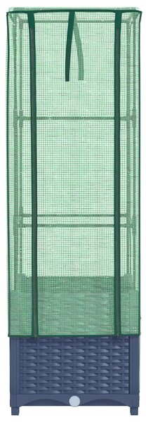 Rattan megjelenésű magaságyás melegháztakaróval 40x40x139 cm