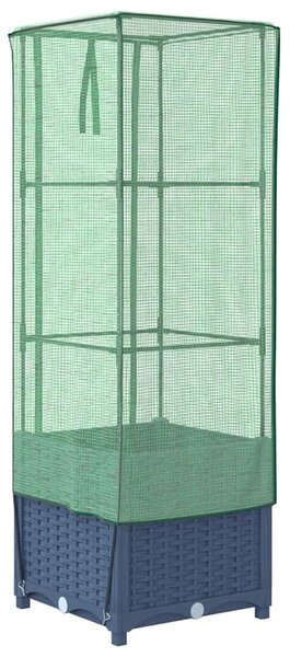 Rattan megjelenésű magaságyás melegháztakaróval 40x40x139 cm