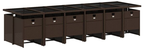 13 részes barna polyrattan kerti ülőgarnitúra párnákkal