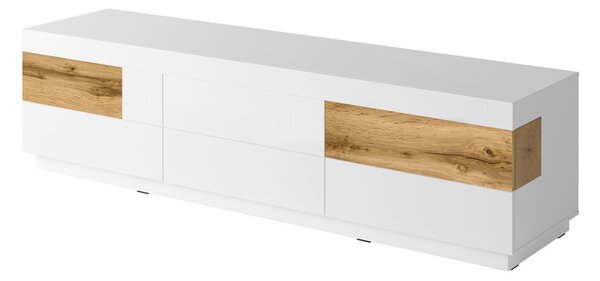 MEBLINE TV szekrény 6SZ SE40 SILKE Fehér / Fehér magasfényű + Wotan