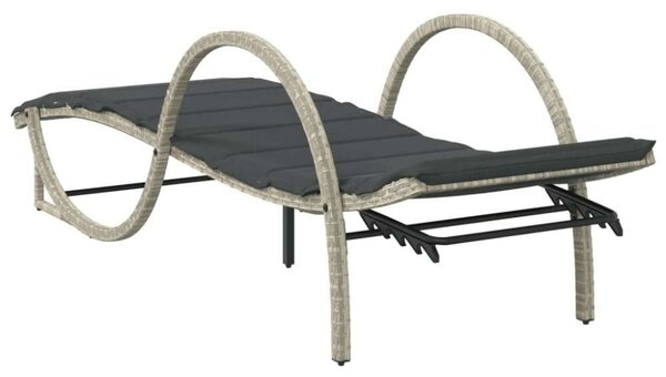 VidaXL Napozóágy - Polyrattan - 2 db - Szürke
