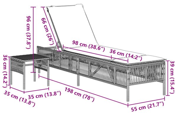 VidaXL Polyrattan Napozóágy Szett - 2 db