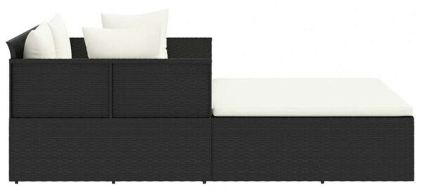 VidaXL Napozóágy - Polyrattan - Fekete - 182x118x63 cm