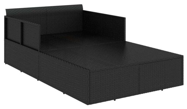 VidaXL Napozóágy - Polyrattan - Fekete - 182x118x63 cm