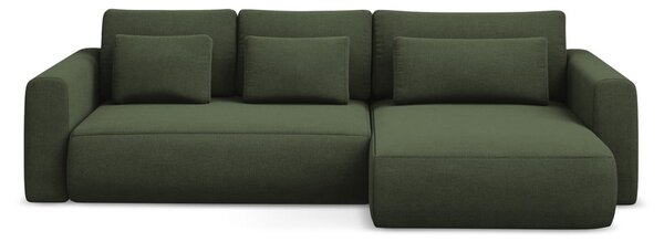 Khaki kinyitható-tárolóhelyes sarokkanapé (jobb oldali-heverő résszel) Kapua – Makamii