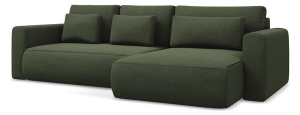 Khaki kinyitható-tárolóhelyes sarokkanapé (jobb oldali-heverő résszel) Kapua – Makamii
