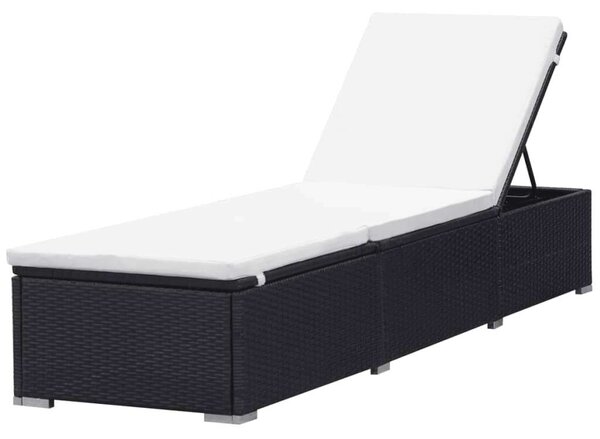 VidaXL Napozóágy - 2 db - Fekete Polyrattan - Párnával