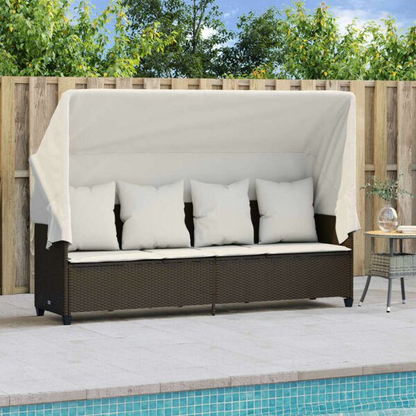 VidaXL Napozóágy - Barna Polyrattan - 204cm