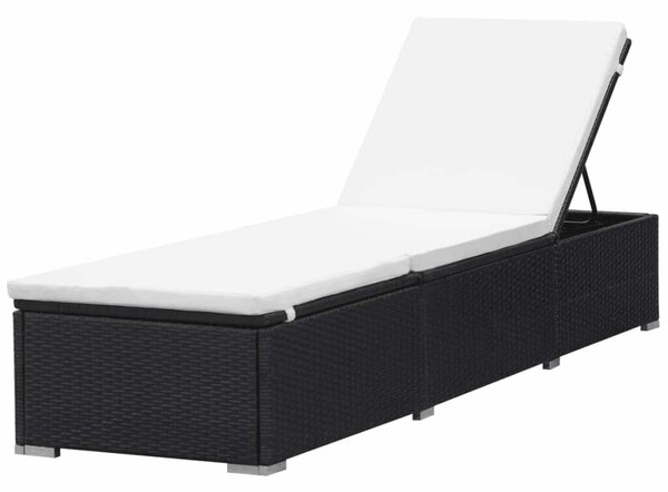 VidaXL Napozóágy - 2 db - Fekete Polyrattan - Párnával