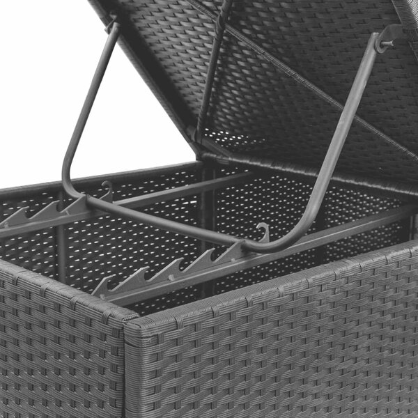 VidaXL Napozóágy - 2 db - Fekete Polyrattan - Párnával