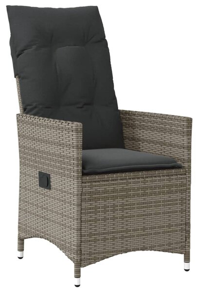 2 db szürke polyrattan dönthető kerti szék párnákkal