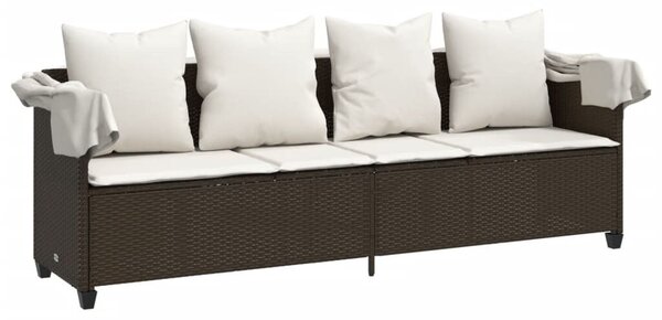 VidaXL Napozóágy - Barna Polyrattan - 204cm