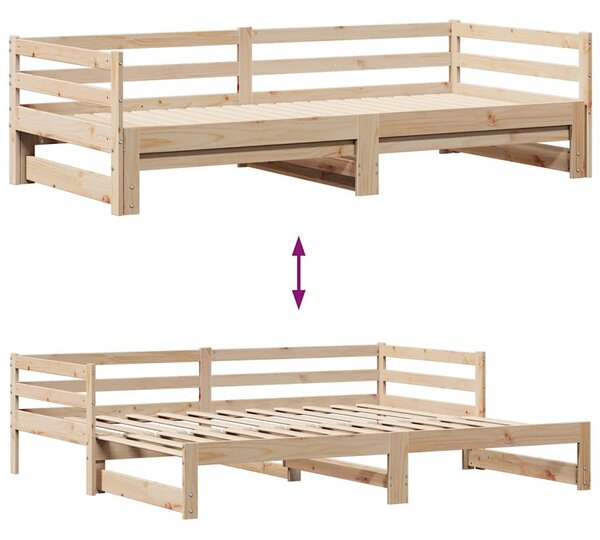 Kihúzható heverő fiókokkal matrac nélkül 90 x 190 cm