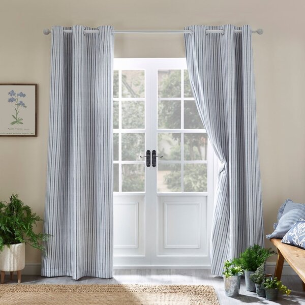 Kék függöny szett 2 db-os 117x229 cm Logan Stripe – Catherine Lansfield