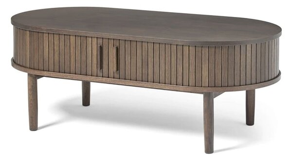 Sötét natúr színű dohányzóasztal tölgyfa dekorral 60x120 cm Meta – Unique Furniture