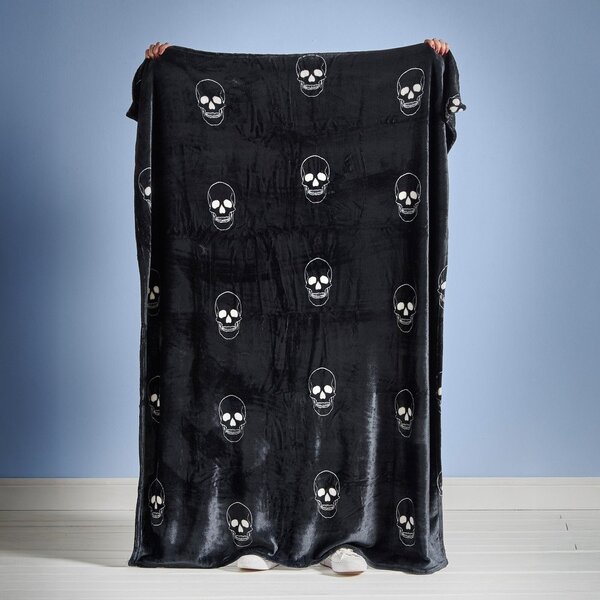 Sötétszürke mikroplüss gyerek takaró 130x170 cm Skulls – Catherine Lansfield