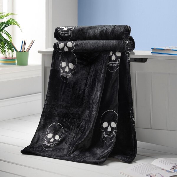 Sötétszürke mikroplüss gyerek takaró 130x170 cm Skulls – Catherine Lansfield
