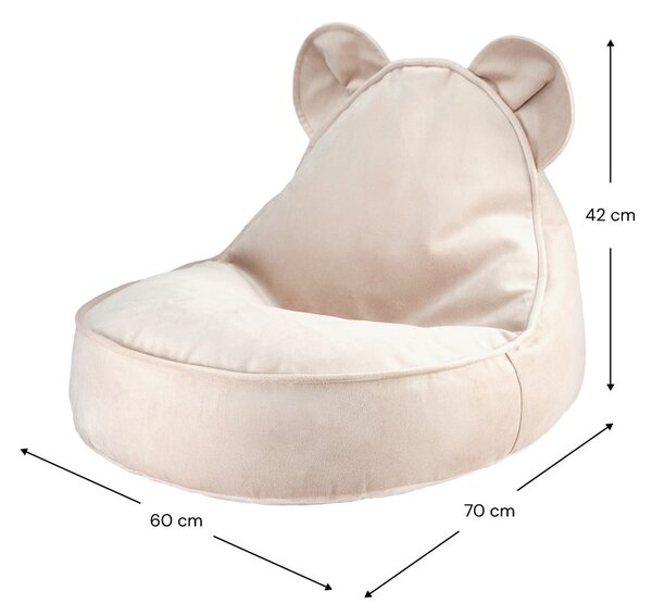 Bézs bársony gyerek babzsákfotel Bear – Wigiwama