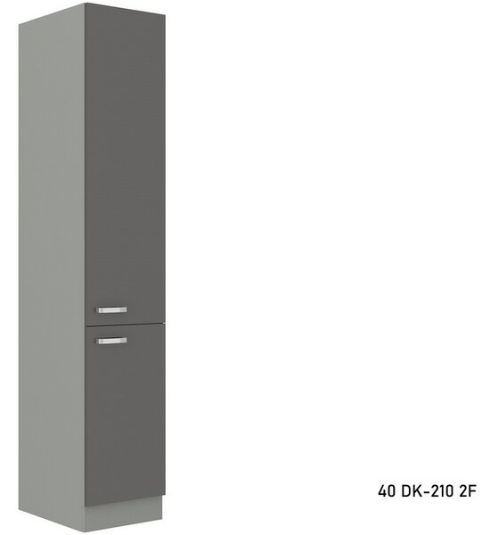 GREY magas konyhaszekrény 40 DK-210 2F, 40x210x57, szürke/szürke magasfényű