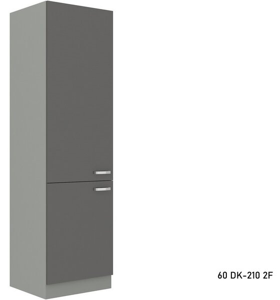 GREY magas konyhaszekrény 60 DK-210 2F, 60x210x57, szürke/szürke magasfényű