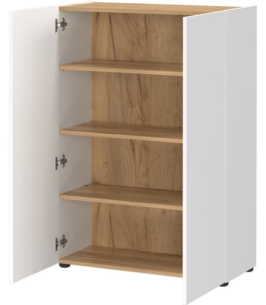 Fehér szekrény tölgyfa dekorral 74x105x33 cm Alviano – Germania