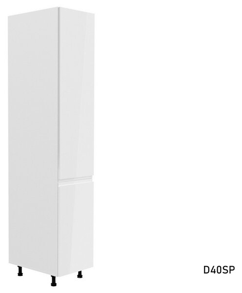 ASPEN D40SP magas konyhaszekrény, 40x212x58, fehér/szürke magasfényű, bal