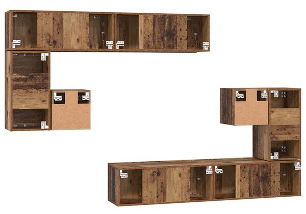 TV egységek Falra szerelhető 4 pcs Öreg fa Faanyag