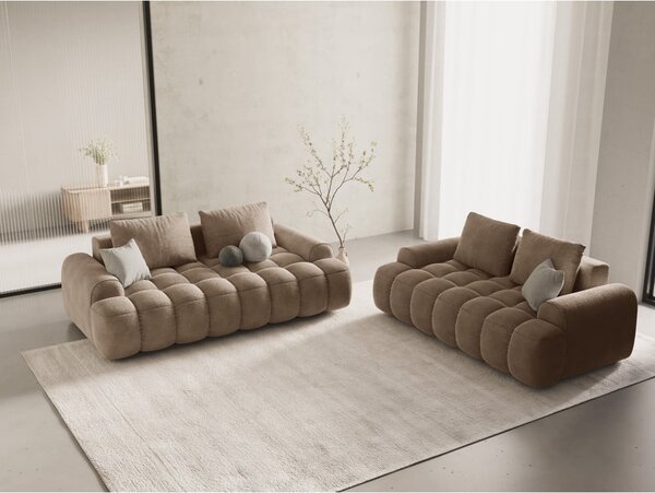 Világosbarna bársony kanapé 200 cm Linz – Cosmopolitan Design