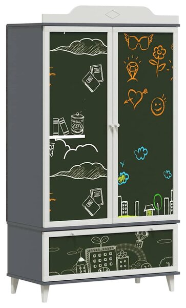 Krétával Írt Dresser ROROS Szürke és Fehér 90 x 45 x 165 cm