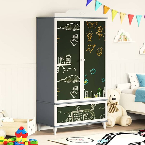 Krétával Írt Dresser ROROS Szürke és Fehér 90 x 45 x 165 cm