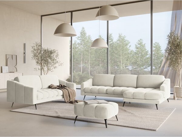 Fehér bársony kanapé 202 cm Nalu – Makamii