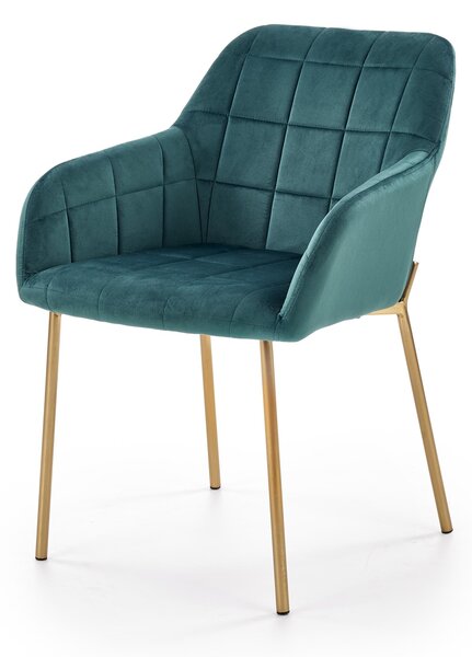 MEBLINE Kárpitozott szék K306 sötétzöld / arany