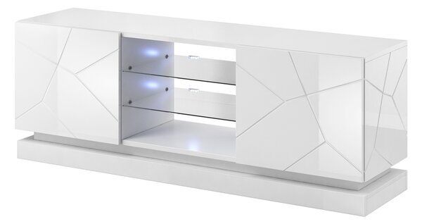MEBLINE TV szekrény QIU 160 fehér fényű