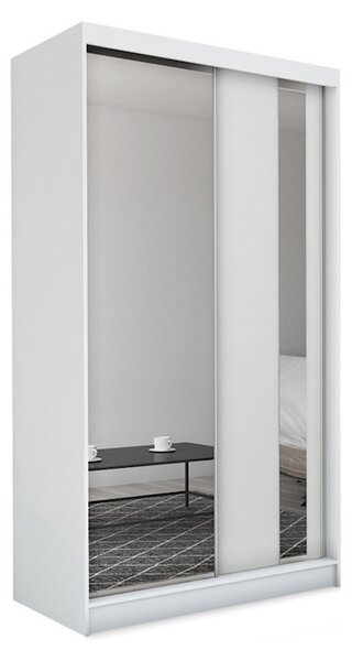 GAJA tolóajtós ruhásszekrény tükörrel, fehér + Halk zárórendszer, 150x216x61