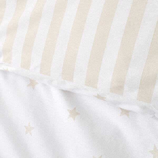 Fehér-bézs egyszemélyes pamut gyerek ágyneműhuzat 135x200 cm Mini Star & Stripes – Bianca