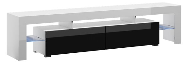 MEBLINE TV szekrény SOLO 200 fehér / fekete fényes