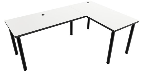 N sarok számítógépasztal, 160/110x73-76x50, fehér/fekete, jobb